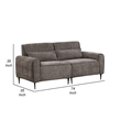 Tiu 74 Inch Sofa with 2 Lumbar Pillows- Gray Chenille- Metal- Solid Wood
