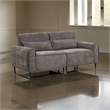 Tiu 74 Inch Sofa with 2 Lumbar Pillows- Gray Chenille- Metal- Solid Wood
