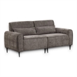 Tiu 74 Inch Sofa with 2 Lumbar Pillows- Gray Chenille- Metal- Solid Wood