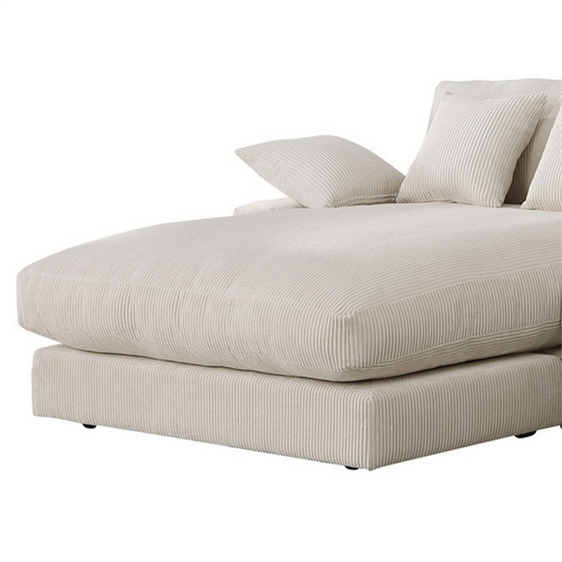 Sty 105 Inch Reversible Sectional Sofa Chaise- Beige Corduroy- Solid Wood