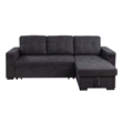Oby 95 Inch Reversible Sleeper Sectional Sofa- Storage Chaise- USB- Black