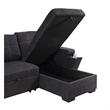 Oby 95 Inch Reversible Sleeper Sectional Sofa- Storage Chaise- USB- Black