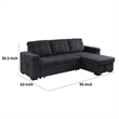 Oby 95 Inch Reversible Sleeper Sectional Sofa- Storage Chaise- USB- Black