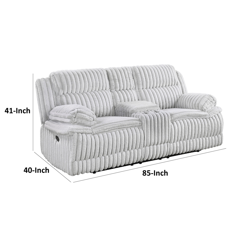 Rexy Manual Recliner Loveseat w Console- Light Gray Corduroy- 85 Inch