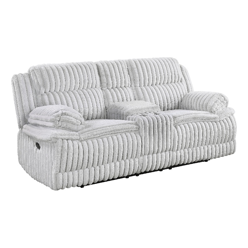 Rexy Manual Recliner Loveseat w Console- Light Gray Corduroy- 85 Inch