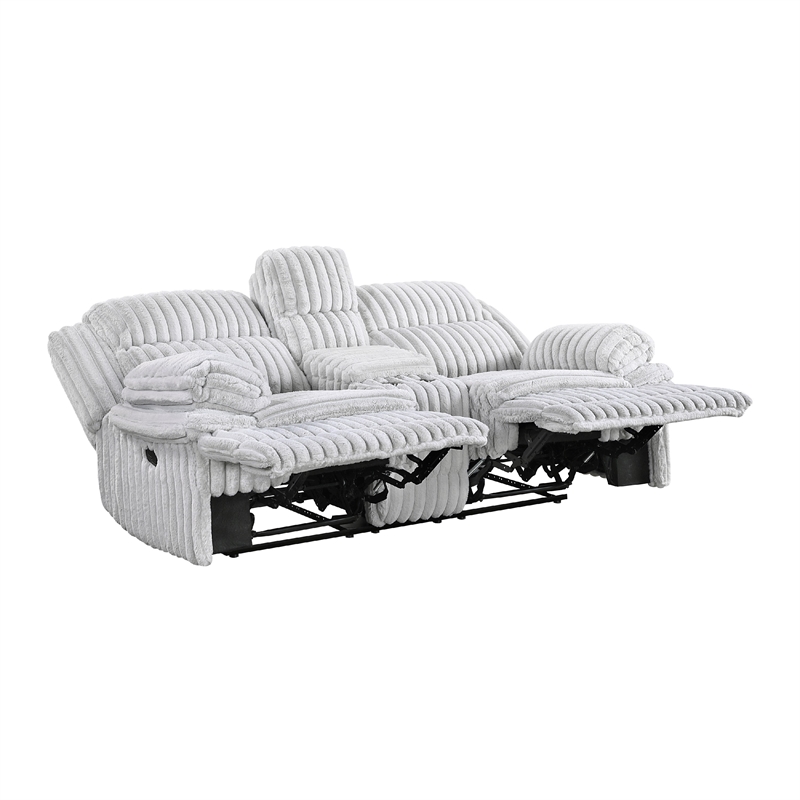 Rexy Manual Recliner Loveseat w Console- Light Gray Corduroy- 85 Inch