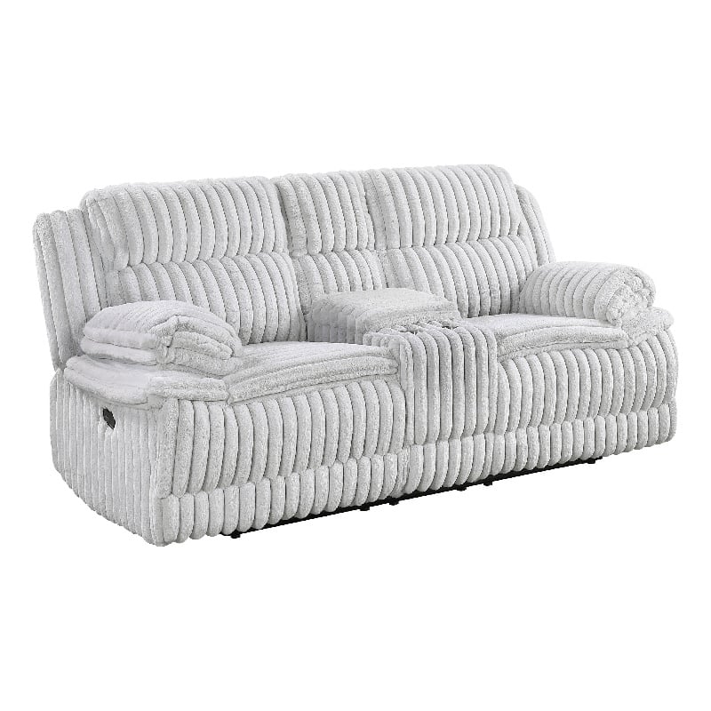 Rexy Manual Recliner Loveseat w Console- Light Gray Corduroy- 85 Inch