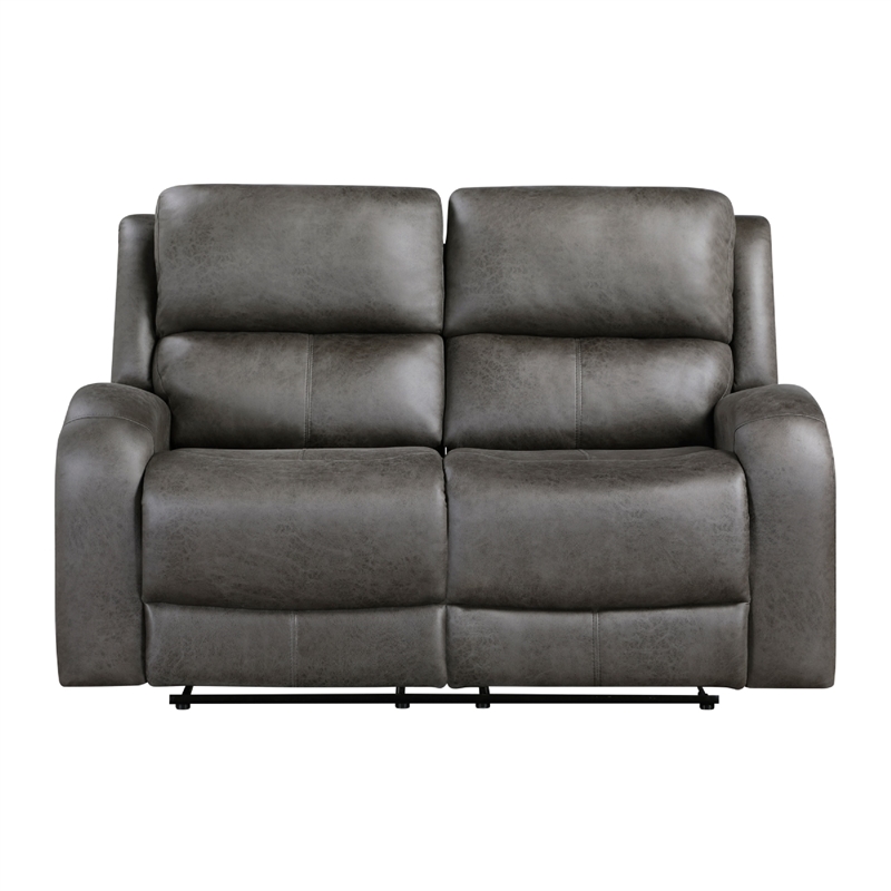 Patsy Manual Recliner Loveseat- Gray Polished Microfiber- 62 Inch