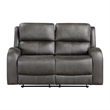 Patsy Manual Recliner Loveseat- Gray Polished Microfiber- 62 Inch