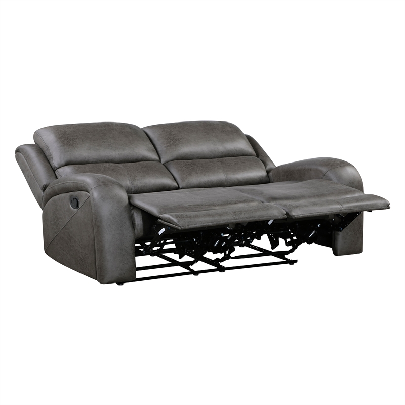 Patsy Manual Recliner Loveseat- Gray Polished Microfiber- 62 Inch