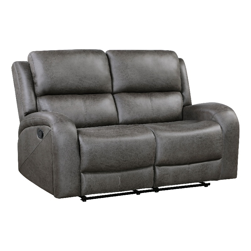 Patsy Manual Recliner Loveseat- Gray Polished Microfiber- 62 Inch