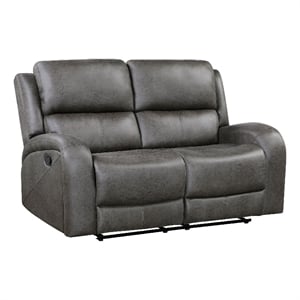 Patsy Manual Recliner Loveseat- Gray Polished Microfiber- 62 Inch