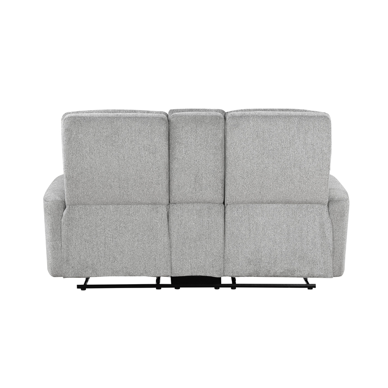 Lyns Manual Recliner Loveseat- Center Console- Gray Chenille- 71 Inch