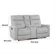 Lyns Manual Recliner Loveseat- Center Console- Gray Chenille- 71 Inch