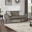 Jany Loveseat with 2 Pillows- 70 Inch- Brown Microfiber- Walnut Tone