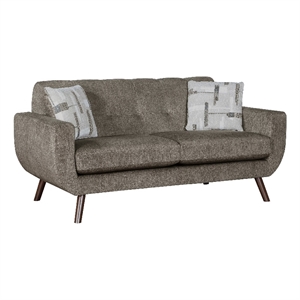 Jany Loveseat with 2 Pillows- 70 Inch- Brown Microfiber- Walnut Tone