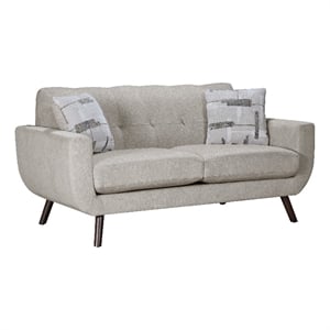 Jany Loveseat with 2 Pillows- 70 Inch- Tan Gray Microfiber- Brown Legs