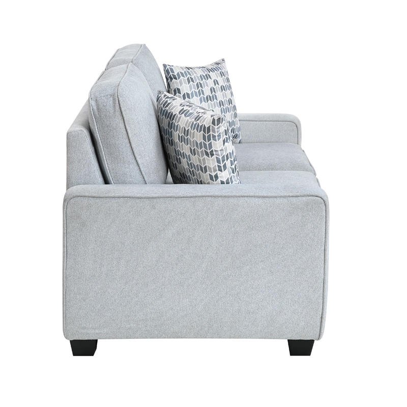 Pery Loveseat w 2 Pillows- Reversible Cushions- Light Gray 60 Inch