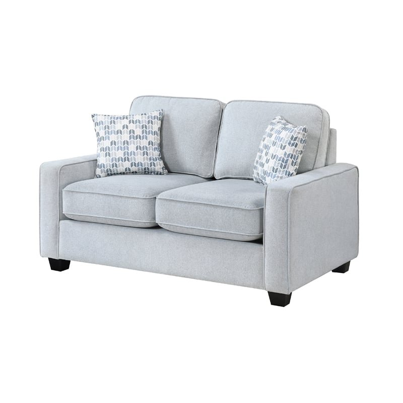 Pery Loveseat w 2 Pillows- Reversible Cushions- Light Gray 60 Inch