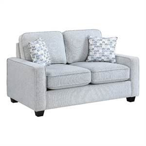 Pery Loveseat w 2 Pillows- Reversible Cushions- Light Gray 60 Inch