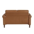Lo Loveseat w Rolled Arms- Mid Century Brown Faux Leather 57 Inch