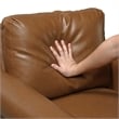 Lo Loveseat w Rolled Arms- Mid Century Brown Faux Leather 57 Inch