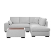 Eri 100 Inch Sectional Sofa- Right Chaise- Ottoman- Pillows- Light Gray