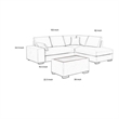 Eri 100 Inch Sectional Sofa- Right Chaise- Ottoman- Pillows- Light Gray