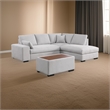 Eri 100 Inch Sectional Sofa- Right Chaise- Ottoman- Pillows- Light Gray