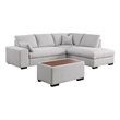 Eri 100 Inch Sectional Sofa- Right Chaise- Ottoman- Pillows- Light Gray