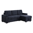 Lna 84 Inch Sectional Sofa- Pull Out Bed- Storage Chaise- USB- Dark Gray