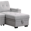 Lna 84 Inch Sectional Sofa- Pull Out Bed- Storage Chaise- USB- Light Gray