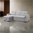 Lna 84 Inch Sectional Sofa- Pull Out Bed- Storage Chaise- USB- Light Gray