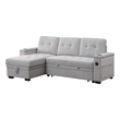Lna 84 Inch Sectional Sofa- Pull Out Bed- Storage Chaise- USB- Light Gray