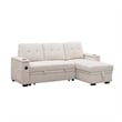Lna 84 Inch Sectional Sofa- Pull Out Bed- Storage Chaise- USB- Beige Woven