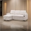 Lna 84 Inch Sectional Sofa- Pull Out Bed- Storage Chaise- USB- Beige Woven