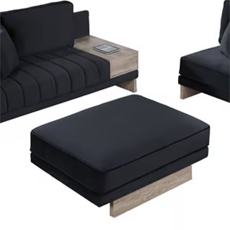 Phsy 123 Inch Modular Sectional Sofa with Storage Table- USB- Black Velvet
