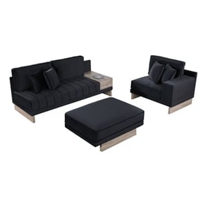 Phsy 123 Inch Modular Sectional Sofa with Storage Table- USB- Black Velvet