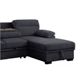 Geni Sleeper Sectional Sofa- Right Chaise- Dark Gray- USB C Port