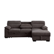 Geni Sleeper Sectional Sofa with Right Chaise- Brown- USB C Port