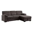 Geni Sleeper Sectional Sofa with Right Chaise- Brown- USB C Port