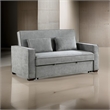 Malti 77 Inch Sofa with Pull Out Bed- Gray Polyester- 2 Pillows- Solid Wood