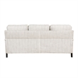 Claire 78 Inch Sofa- Beige- Gray Polyester Pinstripes- Cushions- Solid Wood