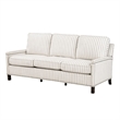 Claire 78 Inch Sofa- Beige- Gray Polyester Pinstripes- Cushions- Solid Wood