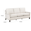 Claire 78 Inch Sofa- Beige- Gray Polyester Pinstripes- Cushions- Solid Wood