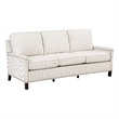 Claire 78 Inch Sofa- Beige- Gray Polyester Pinstripes- Cushions- Solid Wood