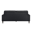 Willow 76 Inch Sofa- Plush Black Top Grain and Faux Leather- Solid Wood