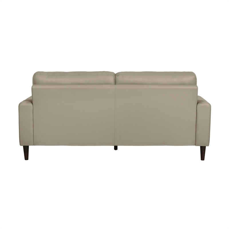 Willow 76 Inch Sofa- Plush Beige Top Grain and Faux Leather- Solid Wood