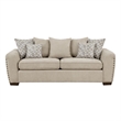Gini 82 Inch Sofa- 7 Pillows- Nailhead Trim- Brown Chenille- Solid Wood