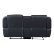 Louise 76 Inch Dual Manual Recliner Loveseat- Cupholder- Blue Faux Leather